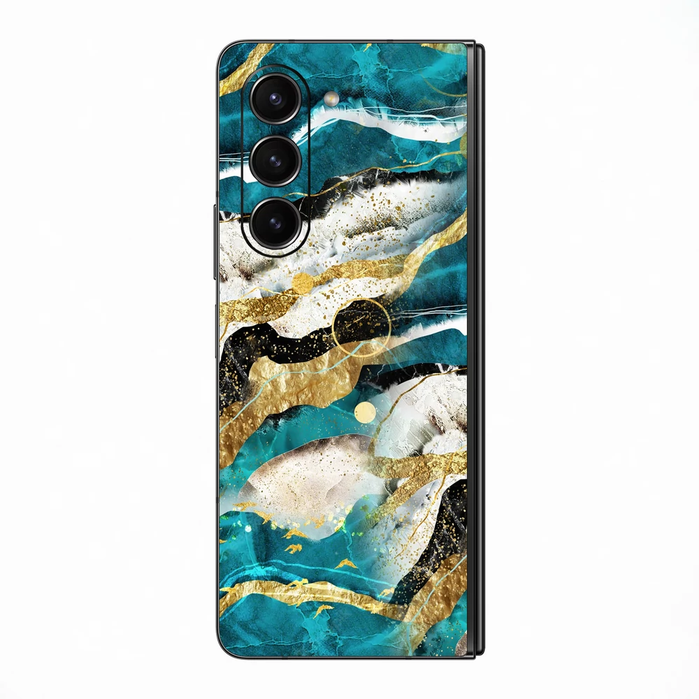 Galaxy Z Fold 5 - Kék agata mintás hátlap fólia