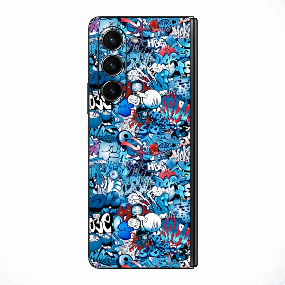 Galaxy Z Fold 5 - Kék graffiti mintás hátlap fólia