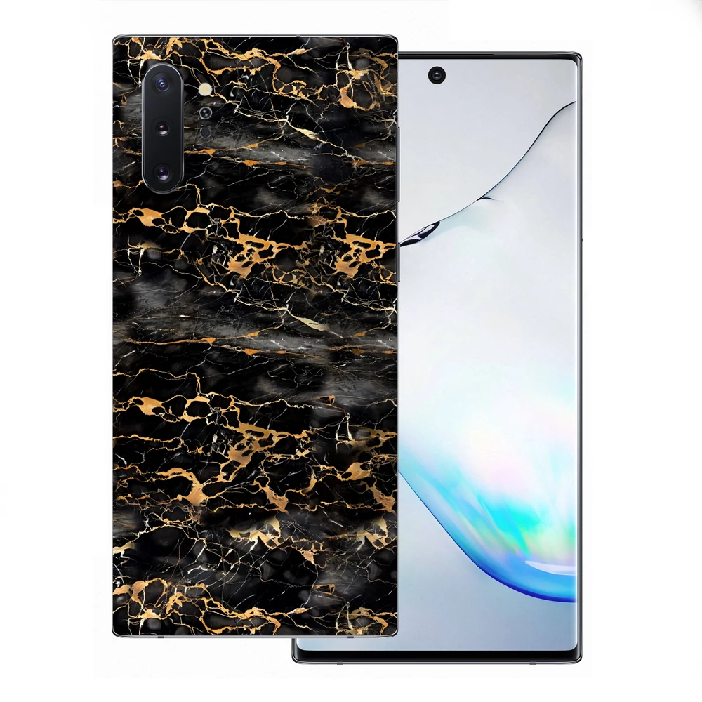 Samsung Galaxy Note 10 Plus 5G - Fekete-arany márvány hátlap fólia