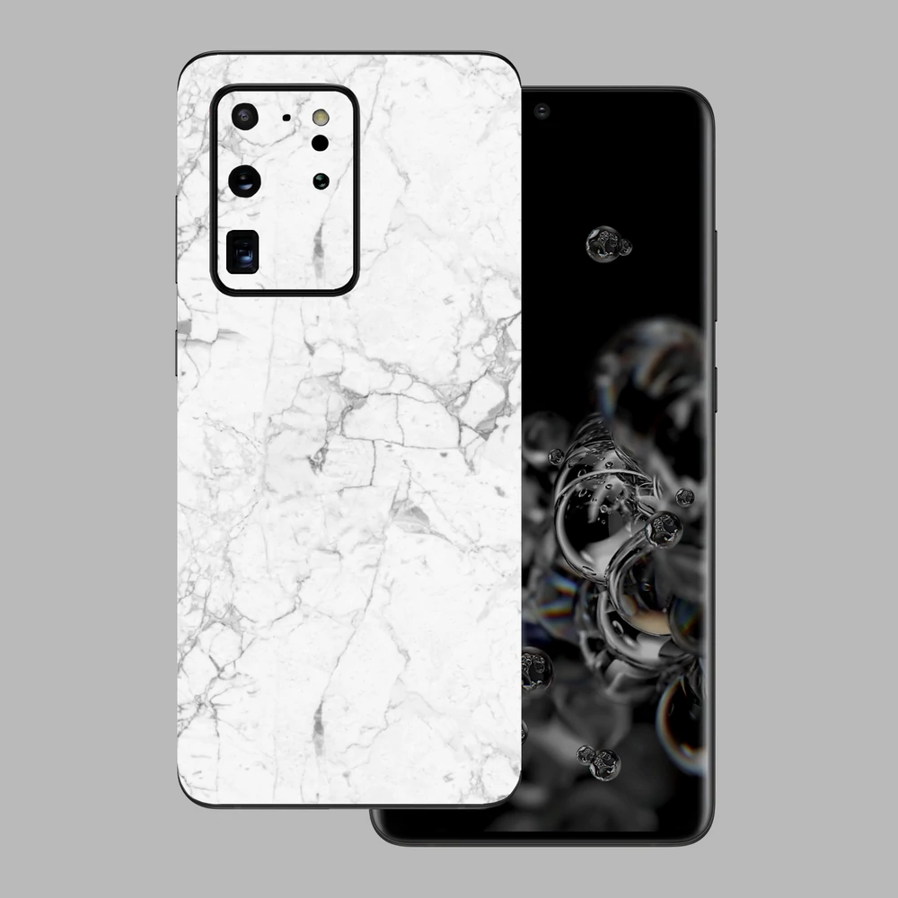 Samsung Galaxy S20 Ultra - Fehér márvány mintás hátlap fólia
