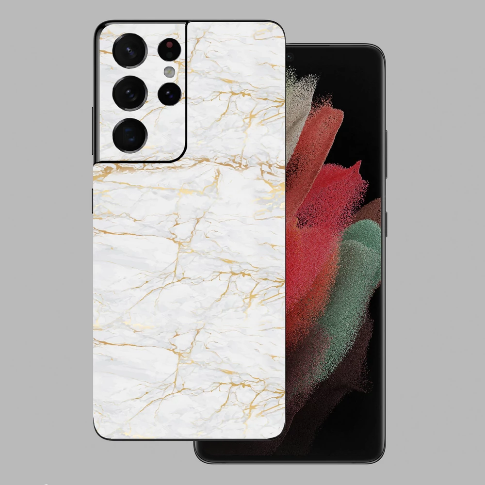 Samsung Galaxy S21 Ultra - Arany márvány mintás hátlap fólia