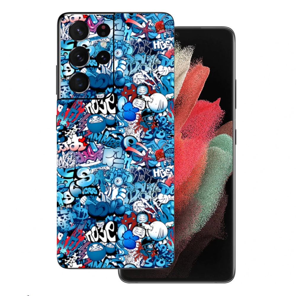 Samsung Galaxy S21 Ultra - Kék graffiti mintás hátlap fólia
