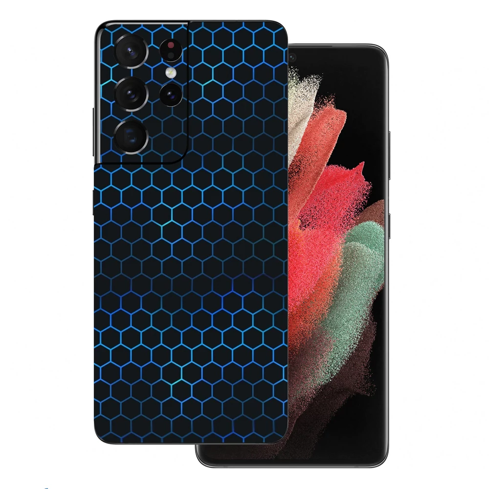 Samsung Galaxy S21 Ultra - Kék méhsejt hátlap fólia