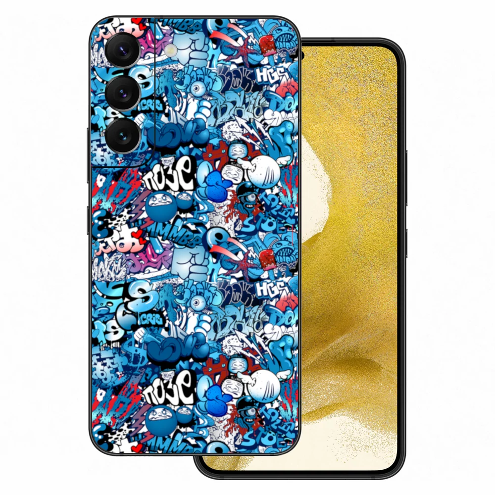 Samsung Galaxy S22 Plus - Kék graffiti mintás hátlap fólia
