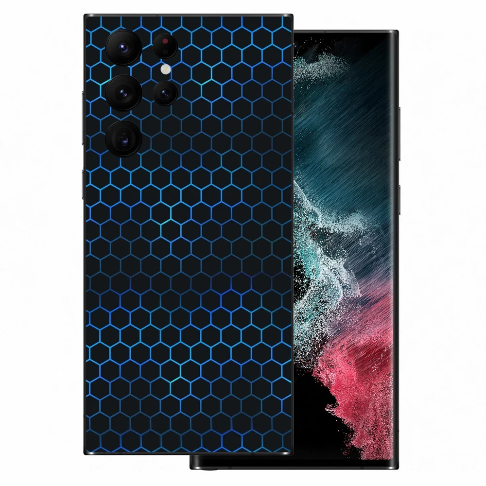 Samsung Galaxy S22 Ultra - Kék méhsejt hátlap fólia
