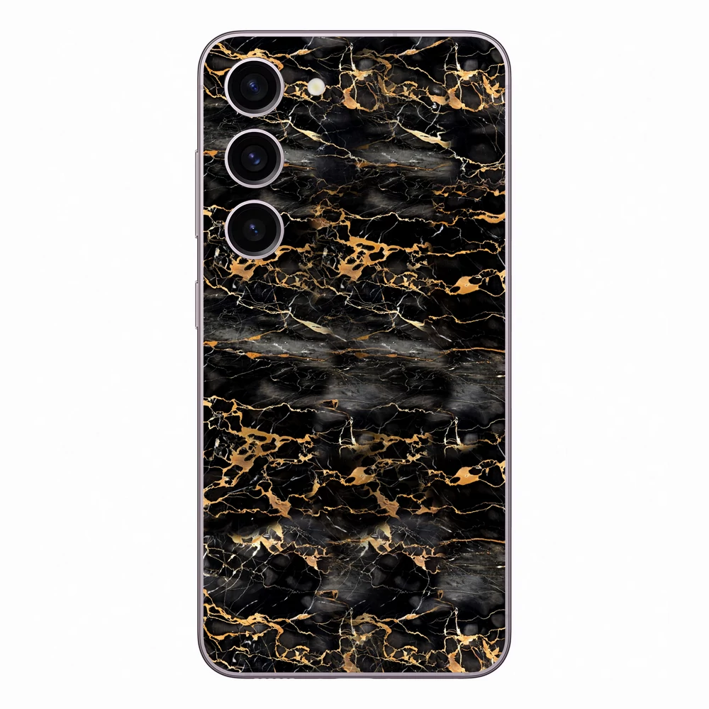 Samsung Galaxy S23 - Fekete-arany márvány hátlap fólia