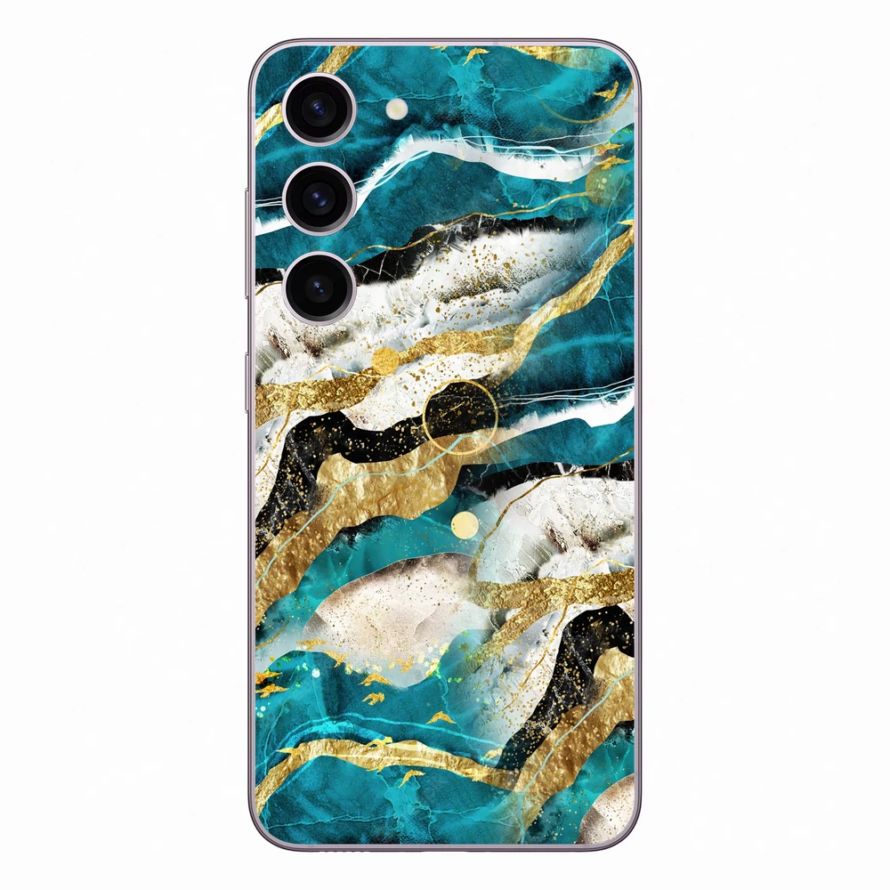 Samsung Galaxy S23 - Kék agata mintás hátlap fólia