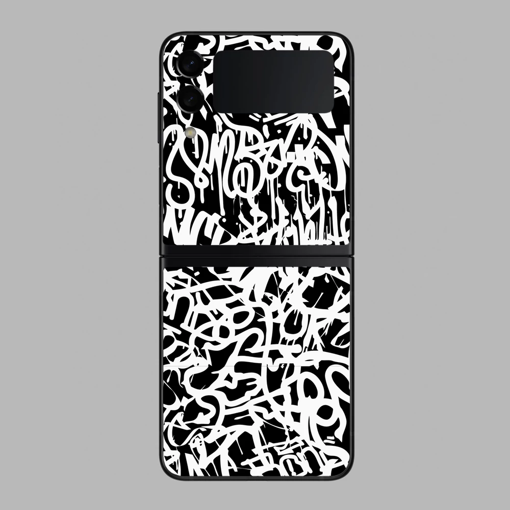 Samsung Galaxy Z Flip 3 - Monokróm graffiti hátlap fólia