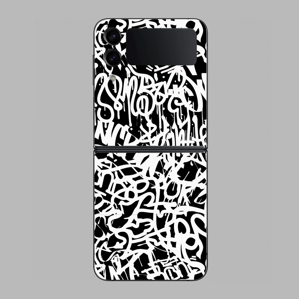 Samsung Galaxy Z Flip 4 - Monokróm graffiti hátlap fólia