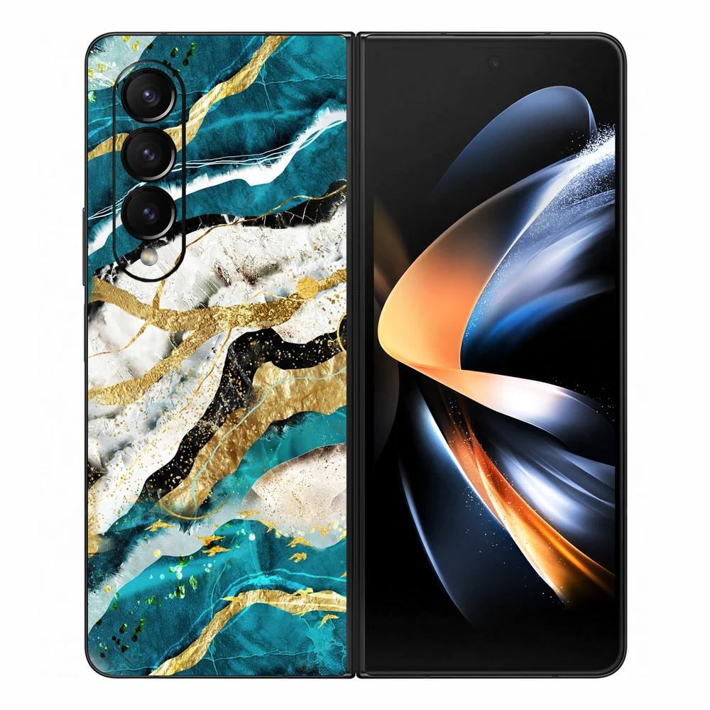 Samsung Galaxy Z Fold 3 - Kék agata mintás hátlap fólia