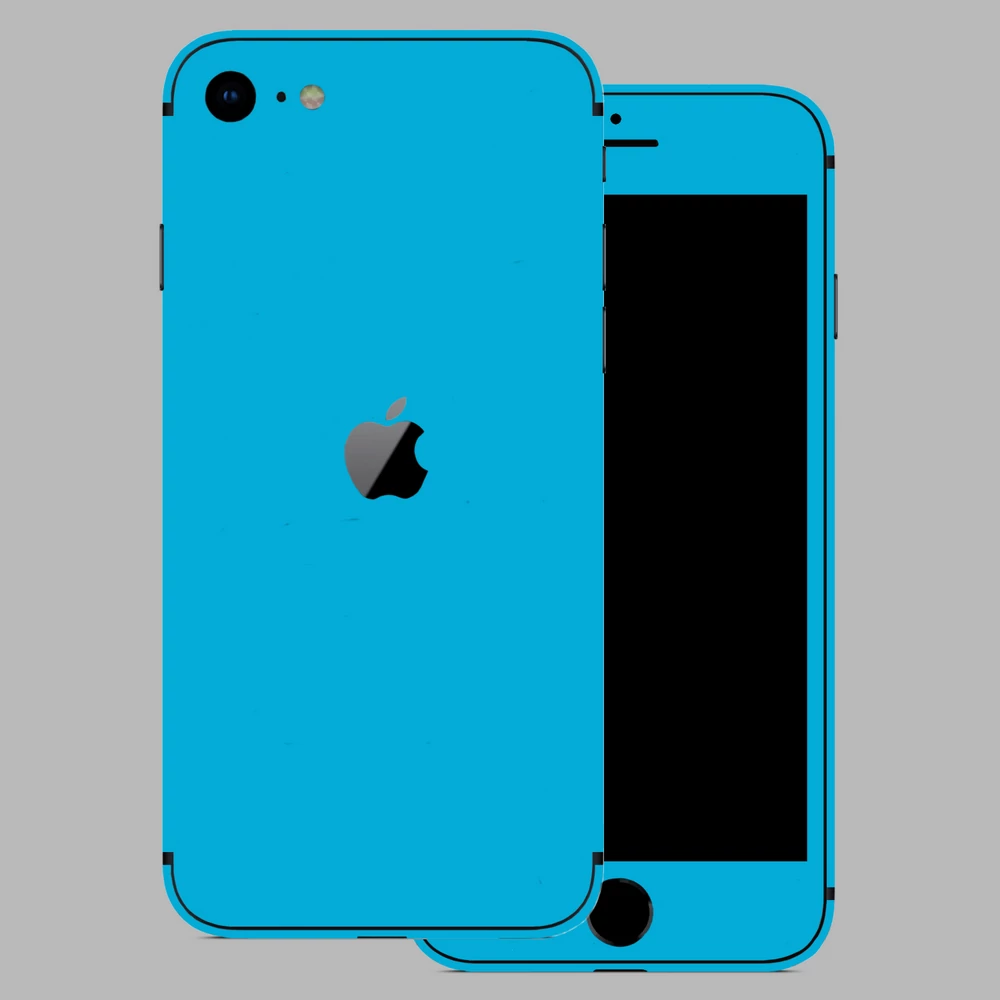iPhone SE 2020 - Fényes metál világoskék hátlap fólia