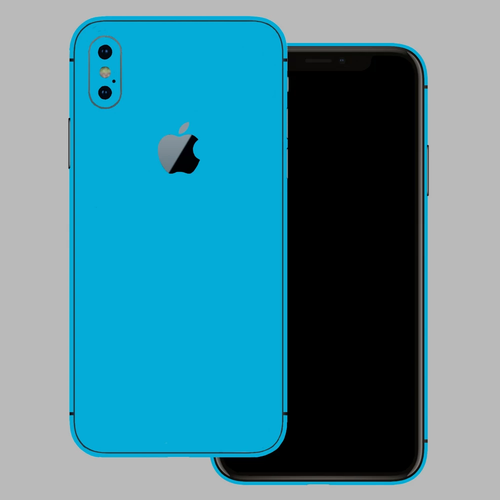 iPhone X - Fényes metál világoskék hátlap fólia