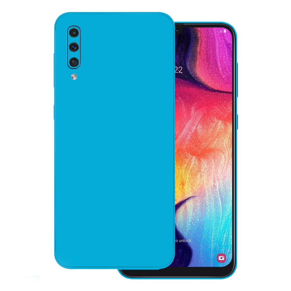 Samsung Galaxy A70 - Fényes metál világoskék hátlap fólia