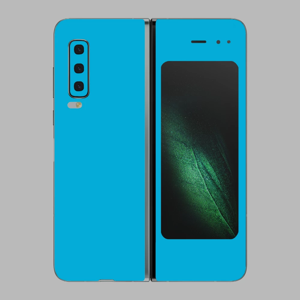 Samsung Galaxy Fold - Fényes metál világoskék hátlap fólia
