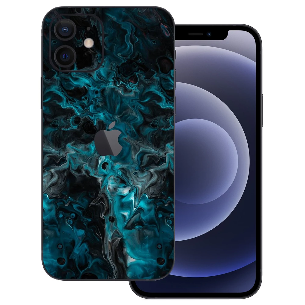 iPhone 12 Mini - Kék márvány mintás hátlap fólia