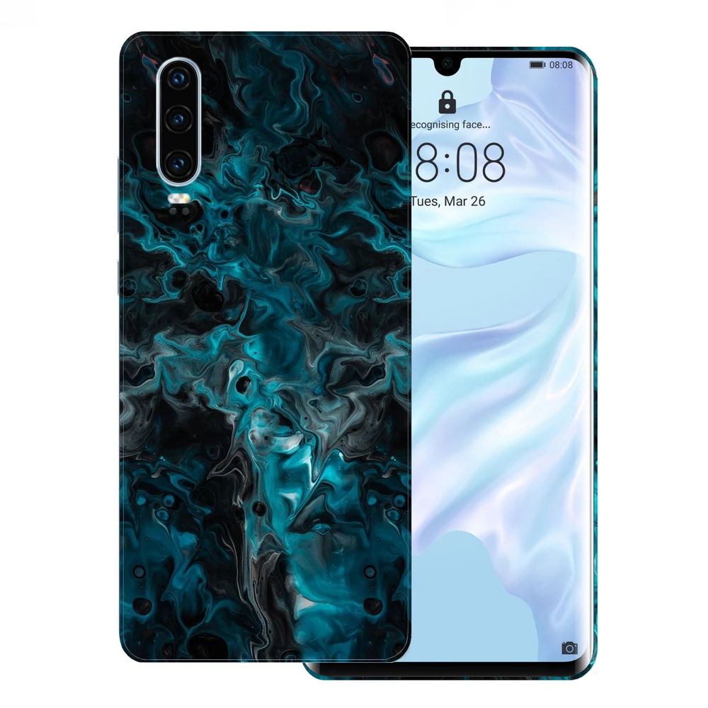 Huawei P30 - Kék márvány mintás hátlap fólia