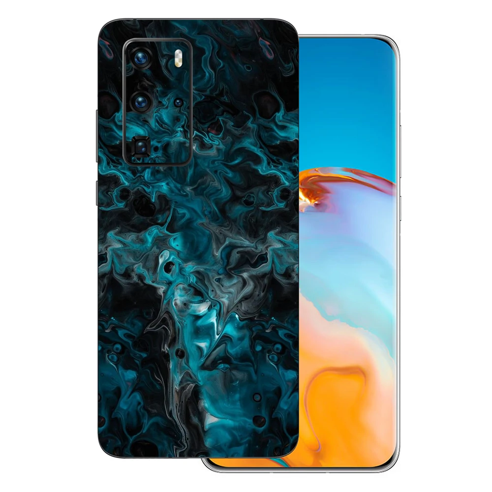 Huawei P40 Pro - Kék márvány mintás hátlap fólia