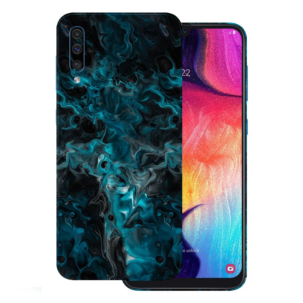Samsung Galaxy A70 - Kék márvány mintás hátlap fólia