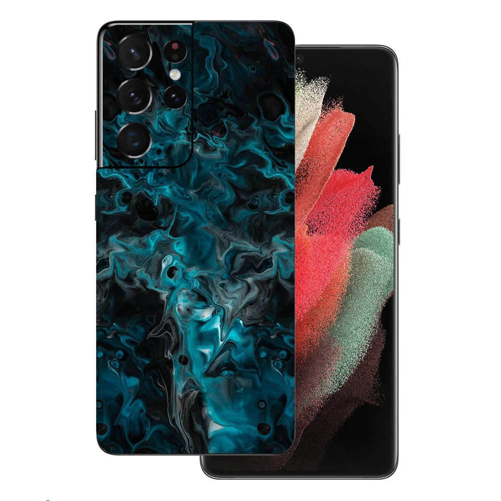 Samsung Galaxy S21 Ultra - Kék márvány mintás hátlap fólia