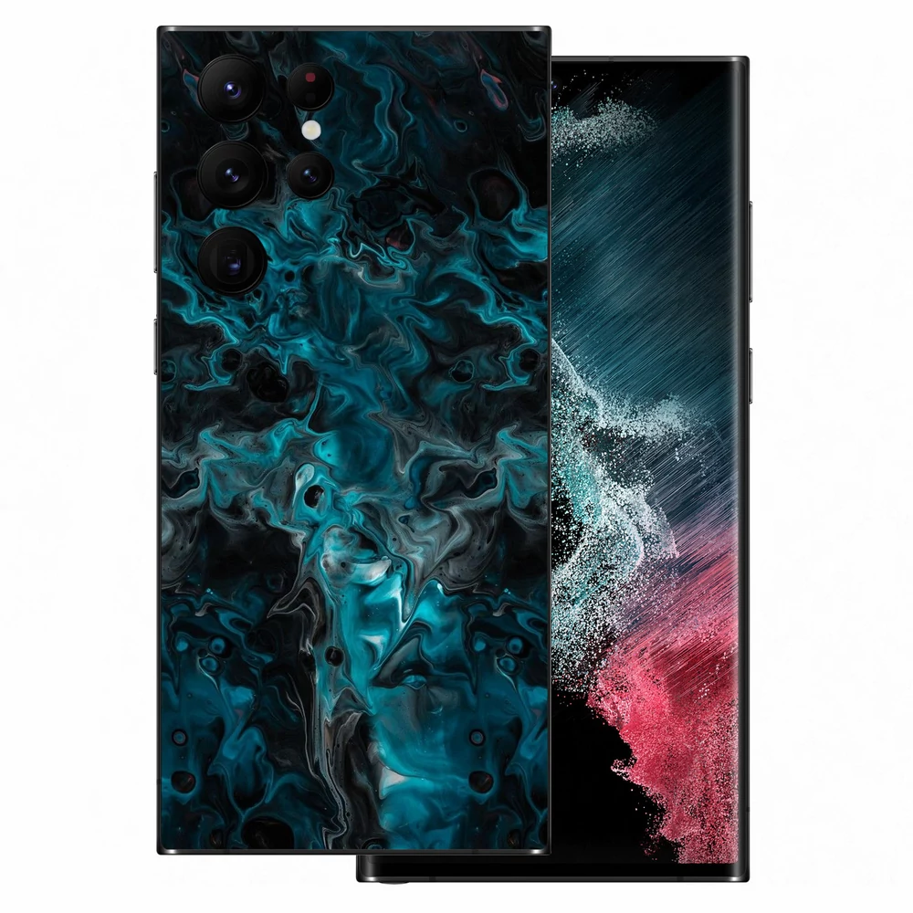 Samsung Galaxy S22 Ultra - Kék márvány mintás hátlap fólia