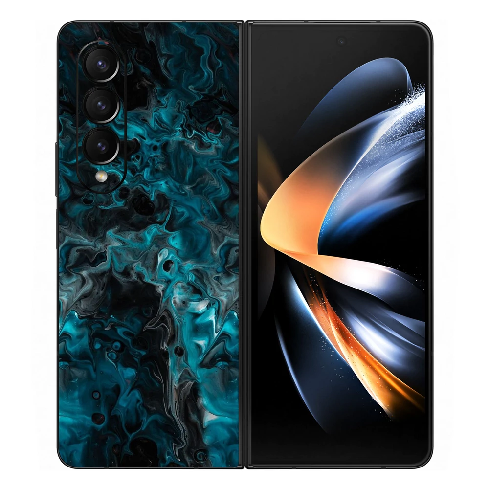 Samsung Galaxy Z Fold 4 - Kék márvány mintás hátlap fólia