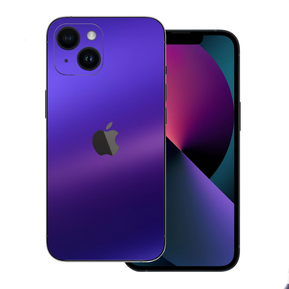 iPhone 15 Plus - Matt króm szatén lila hátlap fólia