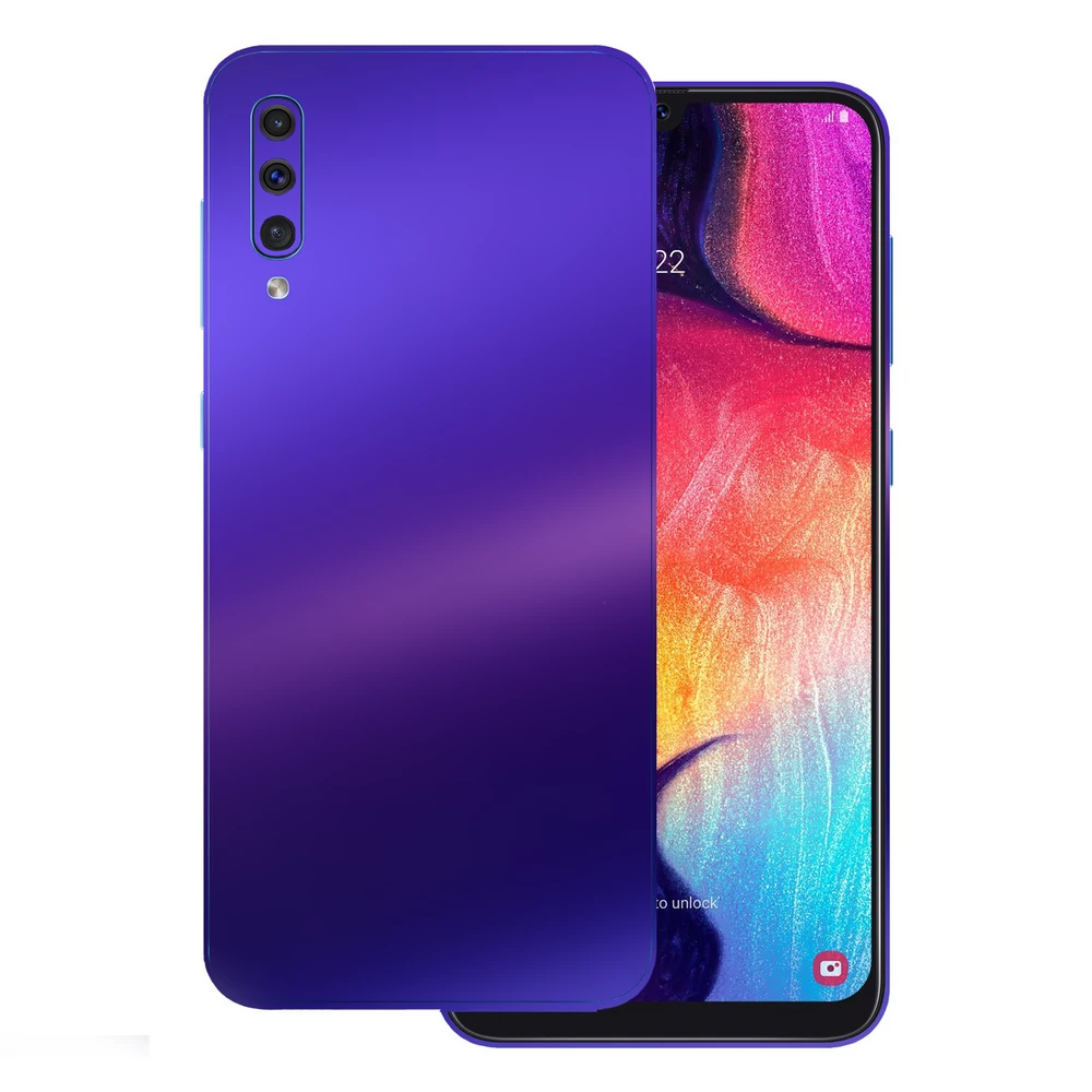 Samsung Galaxy A50 - Matt króm szatén lila hátlap fólia