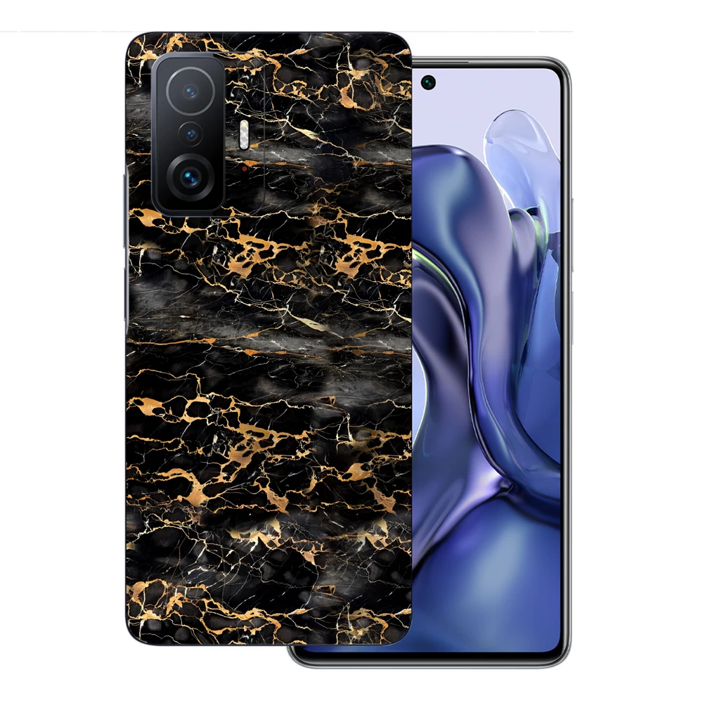 Xiaomi 11T Pro - Fekete-arany márvány hátlap fólia