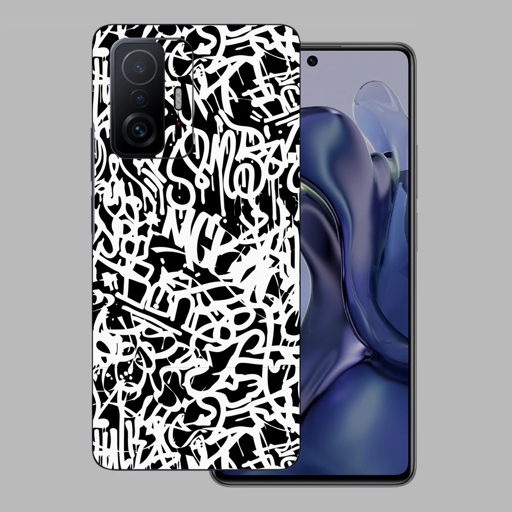 Xiaomi 11T Pro - Monokróm graffiti hátlap fólia
