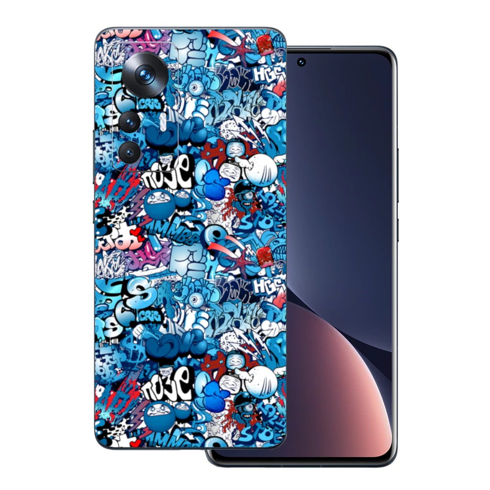 Xiaomi 12 Lite - Kék graffiti mintás hátlap fólia