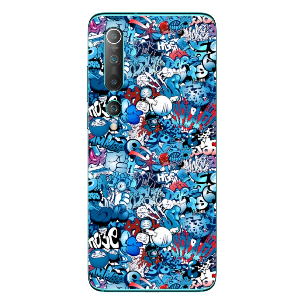 Xiaomi Mi 10 - Kék graffiti mintás hátlap fólia