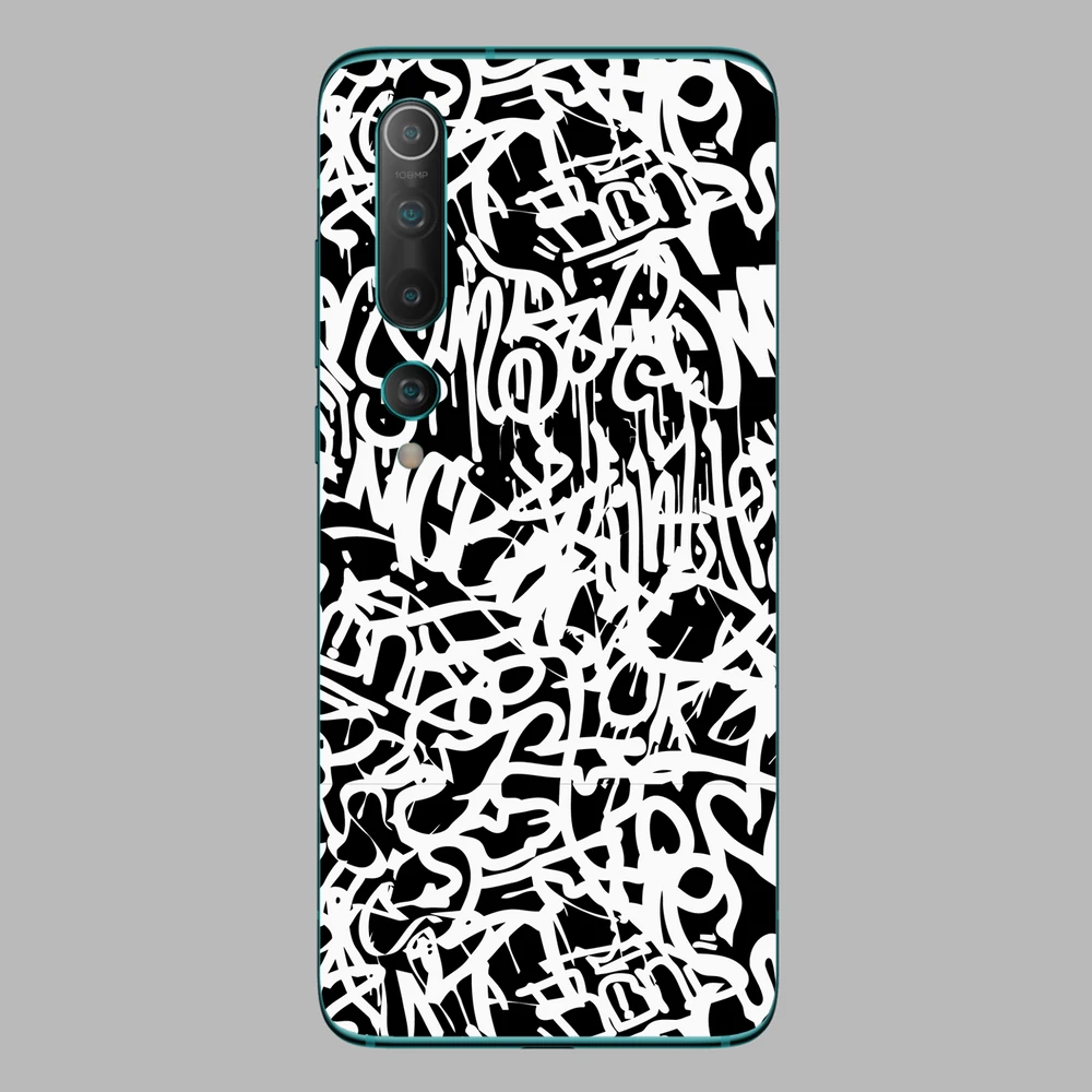 Xiaomi Mi 10 - Monokróm graffiti hátlap fólia