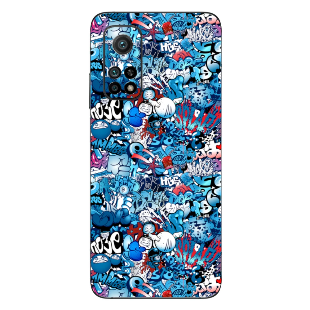 Xiaomi Mi 10T Pro - Kék graffiti mintás hátlap fólia