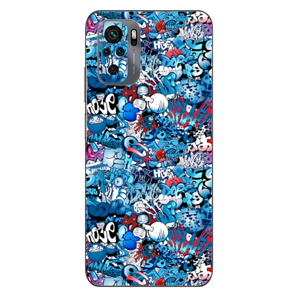 Xiaomi Redmi Note 10 - Kék graffiti mintás hátlap fólia