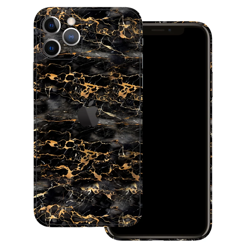 iPhone 11 Pro Max - Fekete-arany márvány hátlap fólia