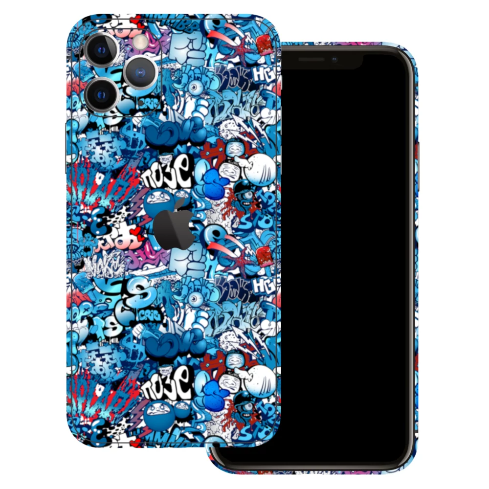 iPhone 11 Pro Max - Kék graffiti mintás hátlap fólia