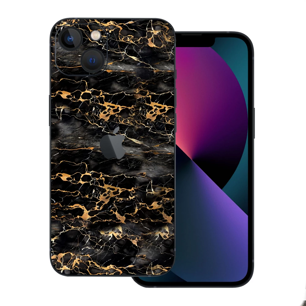 iPhone 13 Mini - Fekete-arany márvány hátlap fólia