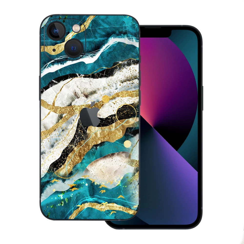 iPhone 13 Mini - Kék agata mintás hátlap fólia