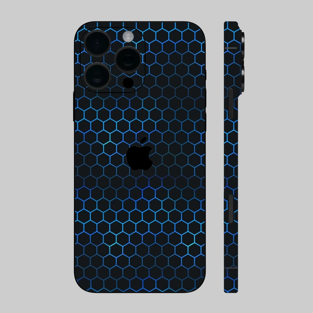 iPhone 16 Pro Max - Kék méhsejt hátlap fólia