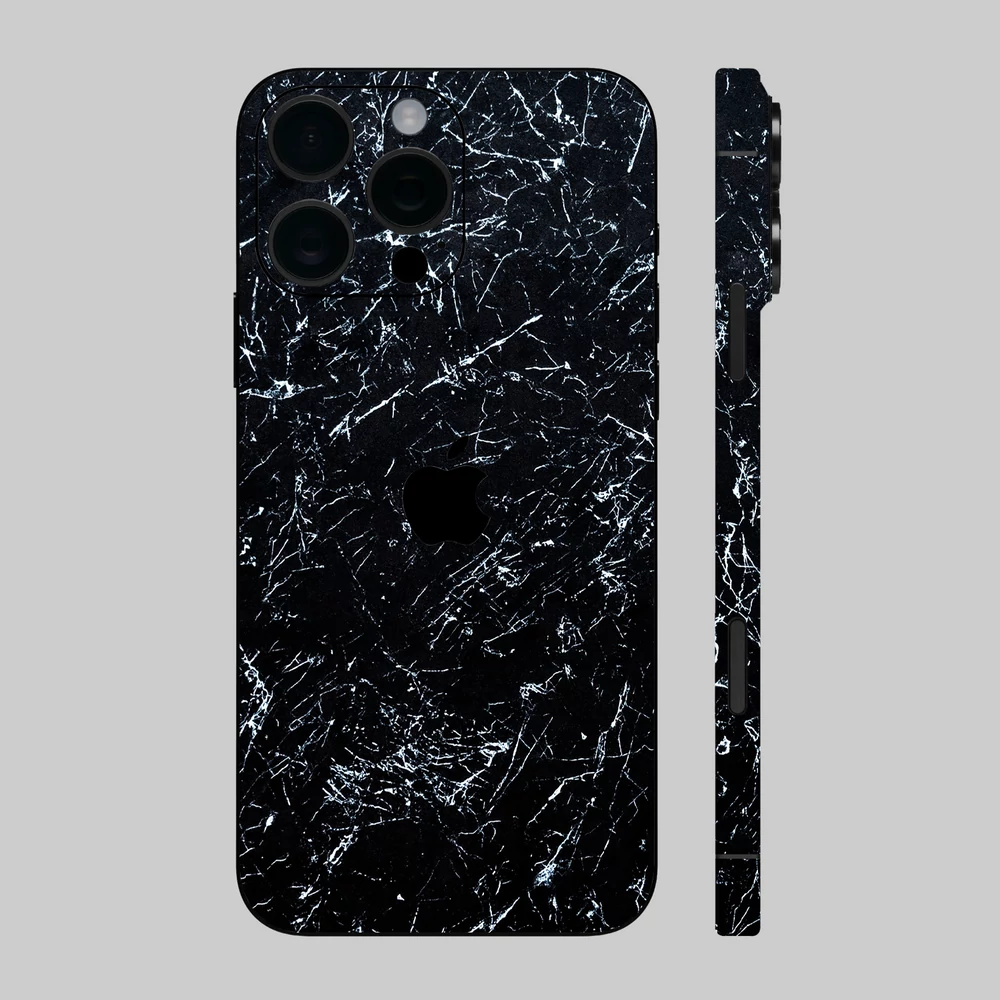 iPhone 16 Pro - Koszos fekete márvány mintás hátlap fólia