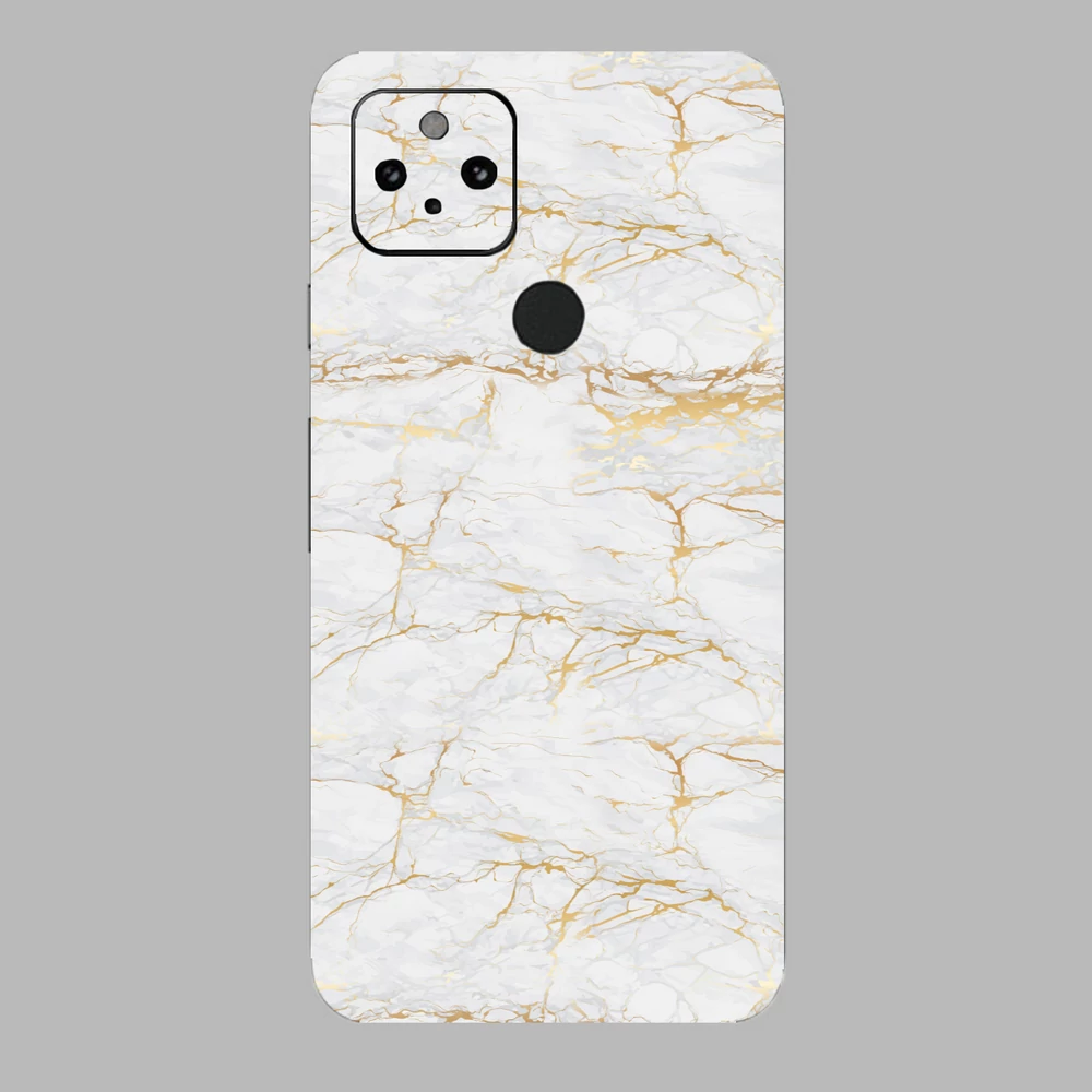 Pixel 5 - Arany márvány mintás hátlap fólia