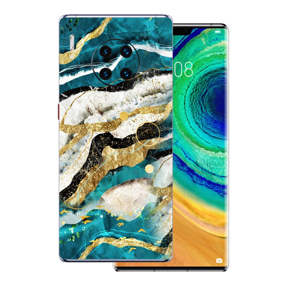 Huawei Mate 30 Pro - Kék agata mintás hátlap fólia