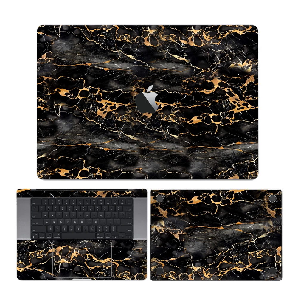 MacBook Pro 13" ( 2019, két Thunderbolt 3 Port ) - Fekete-arany márvány hátlap fólia