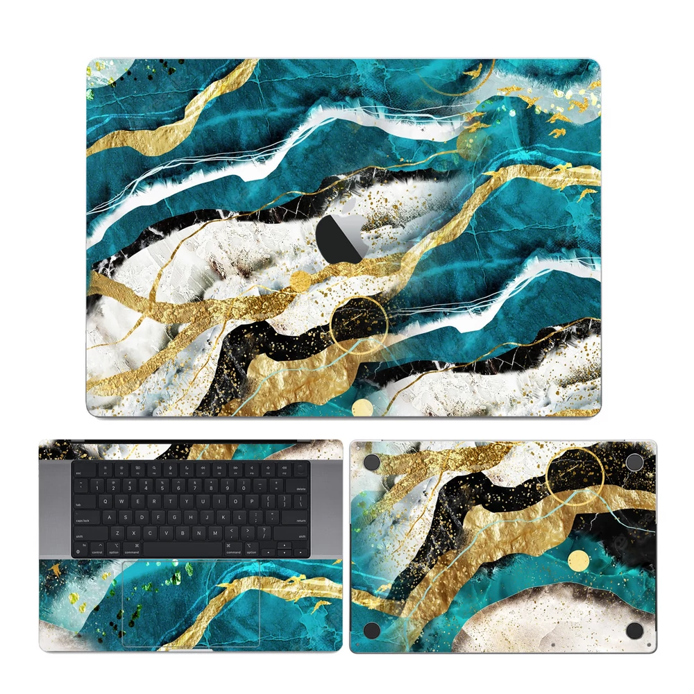 MacBook Pro 13" ( 2019, négy Thunderbolt 3 Port ) - Kék agata mintás hátlap fólia
