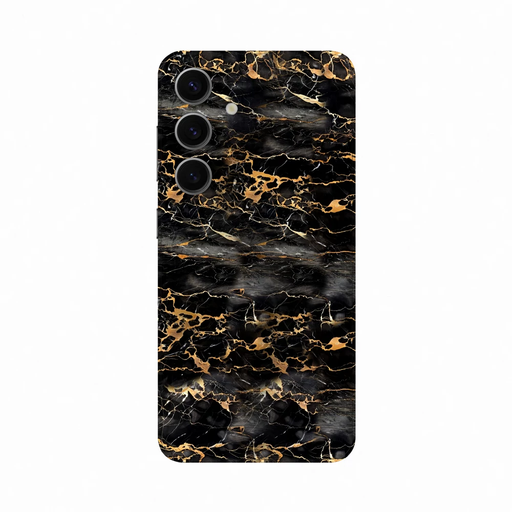 Samsung Galaxy S24 - Fekete-arany márvány hátlap fólia