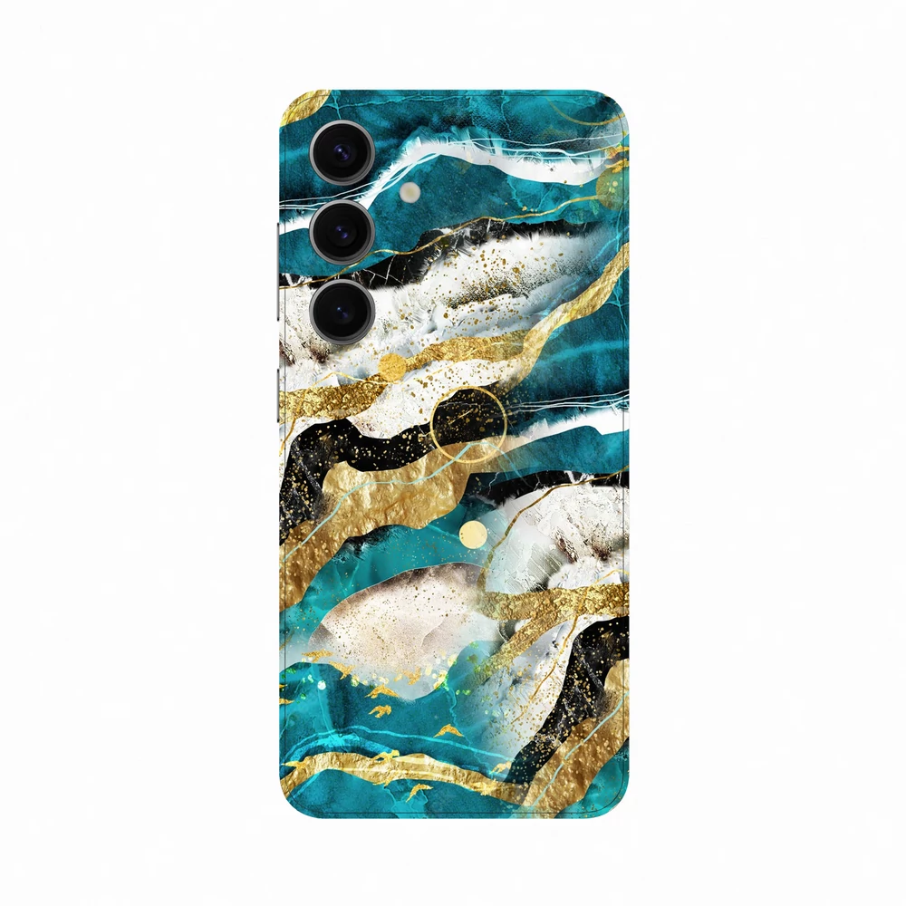 Samsung Galaxy S24 Plus - Kék agata mintás hátlap fólia