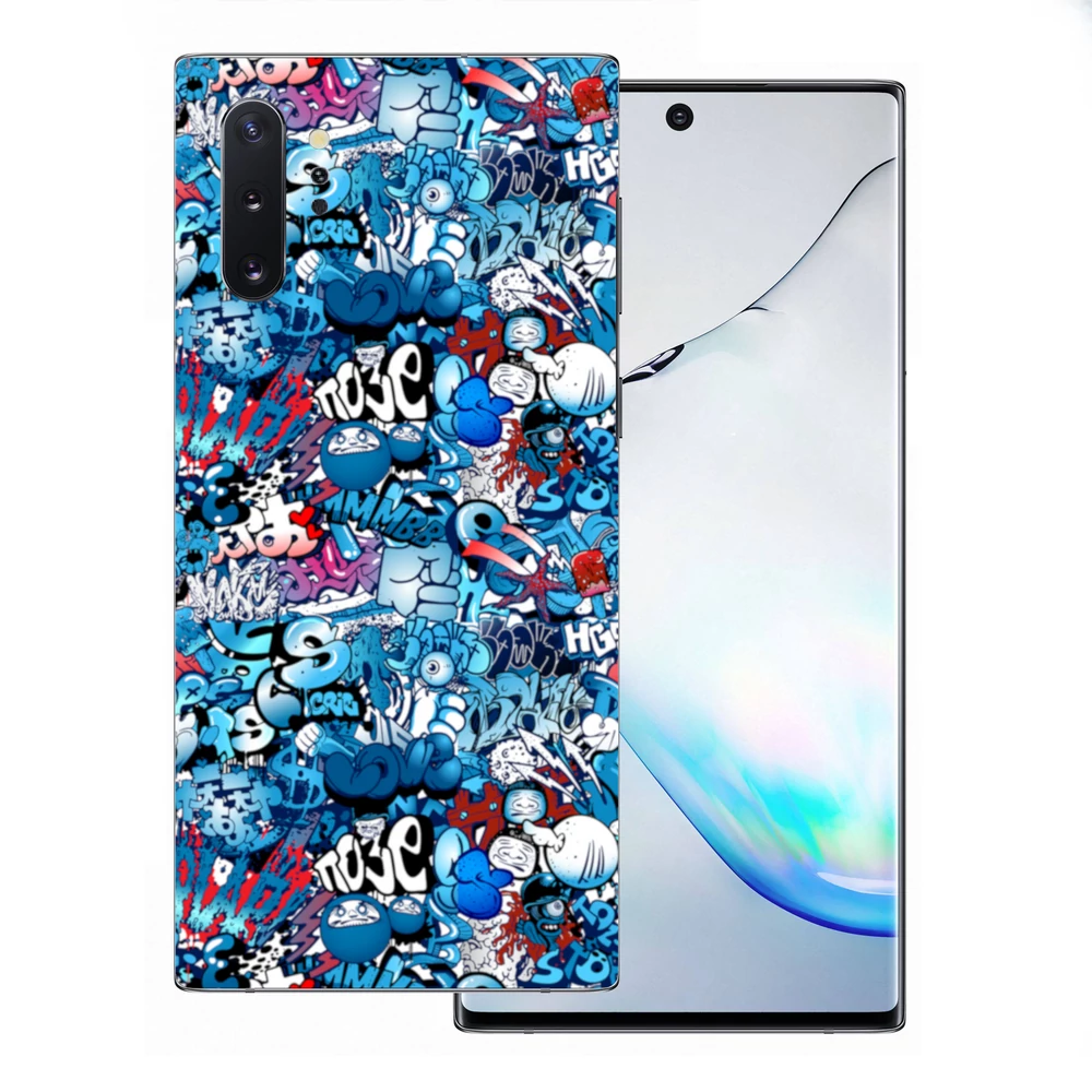 Samsung Galaxy Note 10 Plus 5G - Kék graffiti mintás hátlap fólia