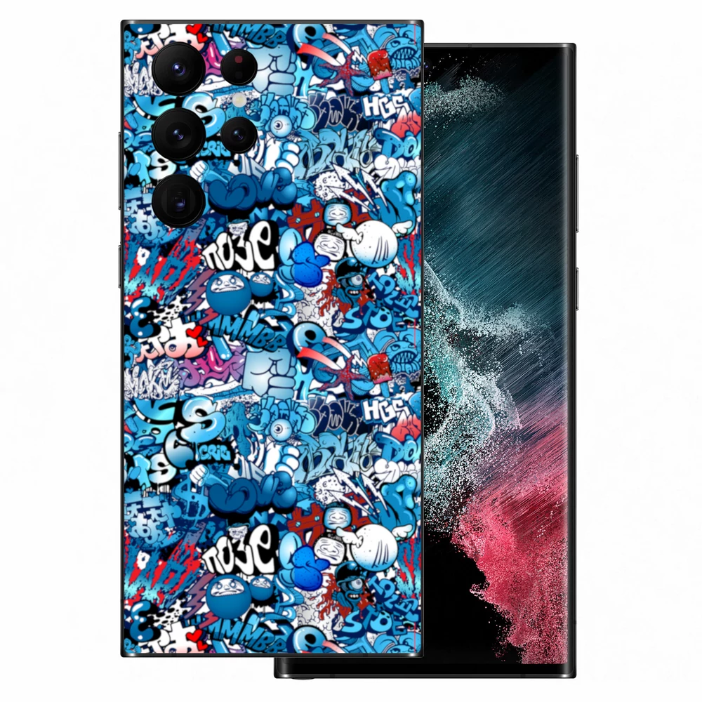 Samsung Galaxy S22 Ultra - Kék graffiti mintás hátlap fólia