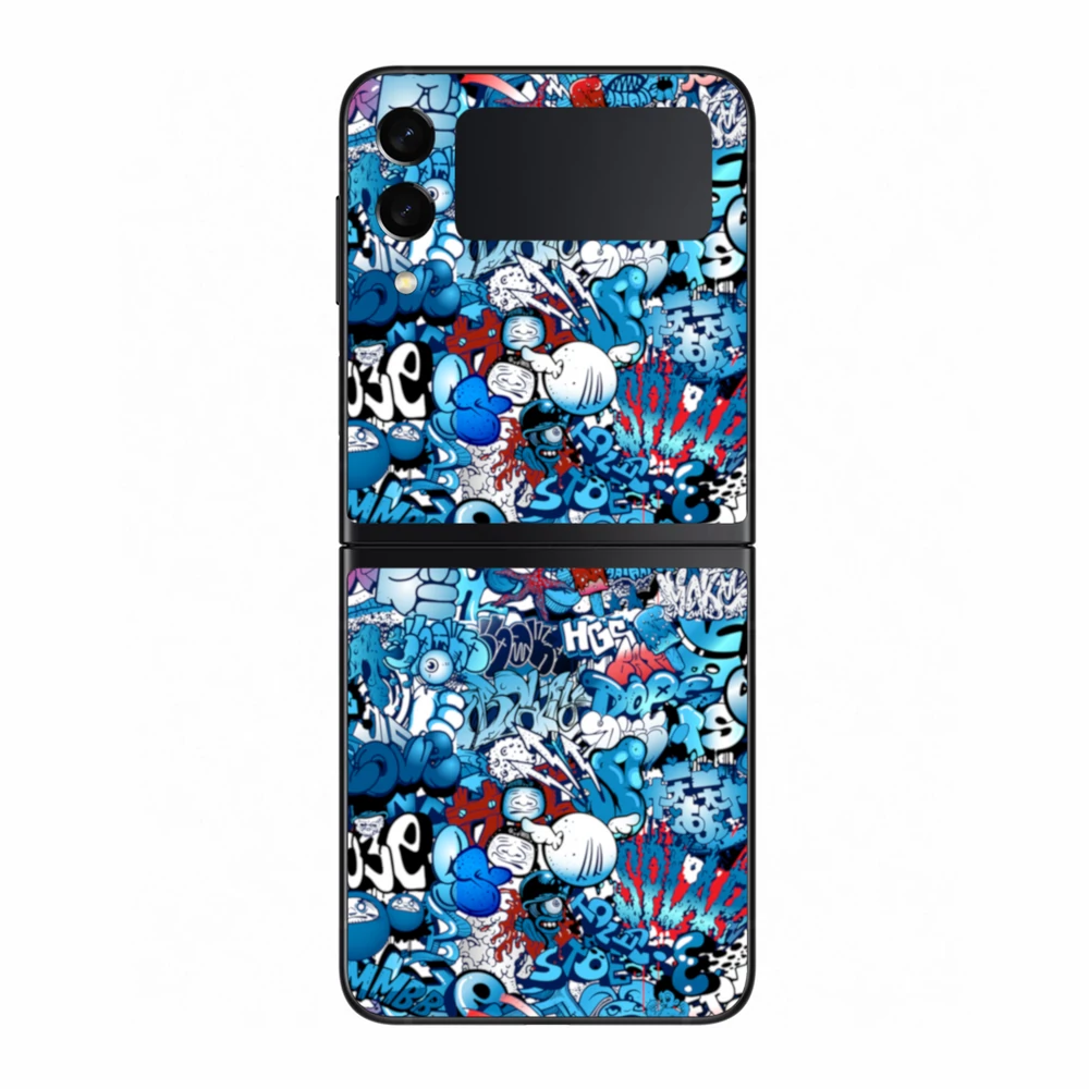 Samsung Galaxy Z Flip 3 - Kék graffiti mintás hátlap fólia