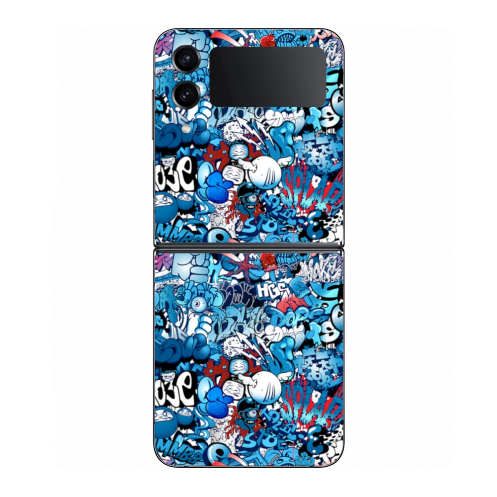 Samsung Galaxy Z Flip 4 - Kék graffiti mintás hátlap fólia
